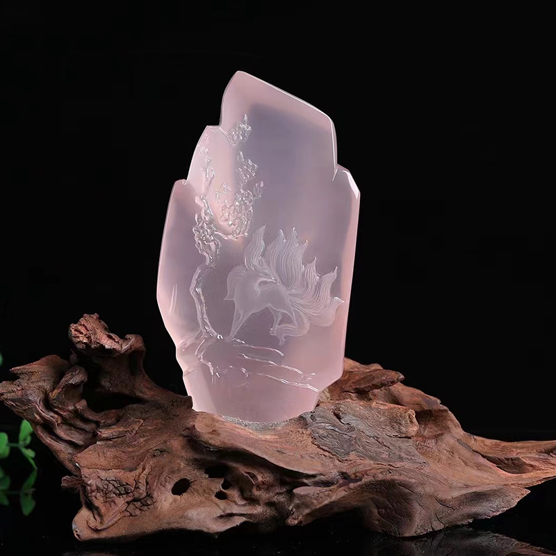 粉水晶三生三世摆件