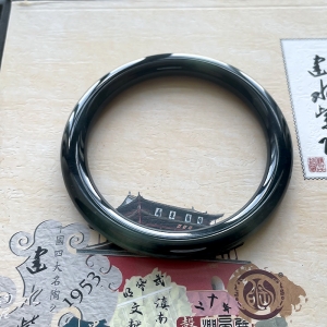 54.5mm糯冰种乌鸡翡翠圆镯