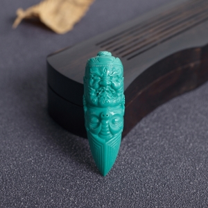 高瓷绿色绿松石金刚降魔杵吊坠