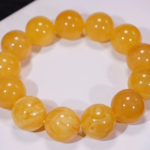 17.5mm鸡油黄蜜蜡单圈手串