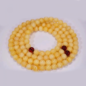 8.5mm鸡油黄蜜蜡108佛珠