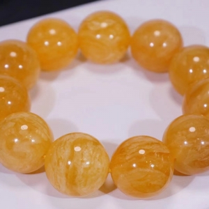 22mm鸡油黄蜜蜡虎皮纹单圈手串