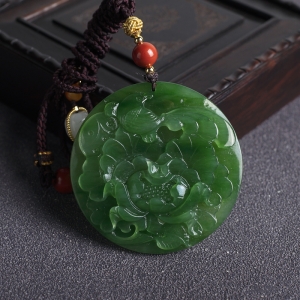 山料和田碧玉鸟语花香吊坠