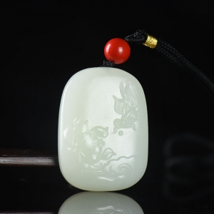 山流水料和田白玉蝶恋花吊坠