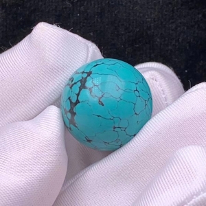 19mm中高瓷蓝色网花圆珠配件