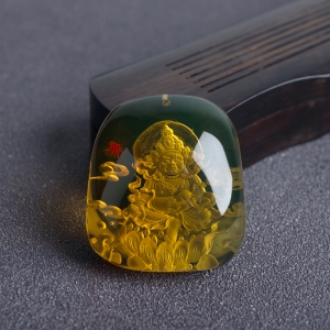墨西哥蓝珀黄财神吊坠