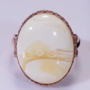 18K白蜜蜜蜡戒指