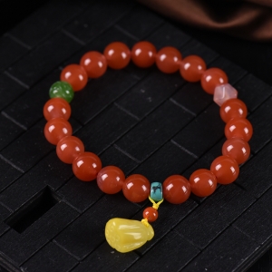9mm樱桃红南红单圈手串