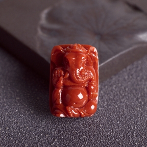 沙丁珊瑚象神吊坠