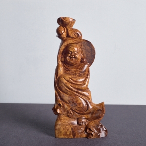 海南水波纹黄花梨弥勒佛摆件