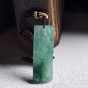 糯冰种飘翠翡翠节节高升吊坠