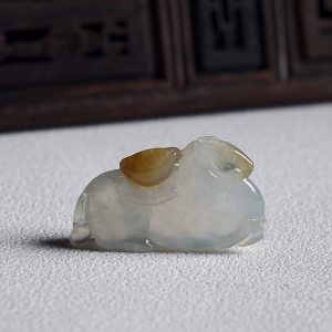冰种飘黄翡翡翠午马吊坠