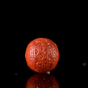 17mm柿子红南红云纹珠配件