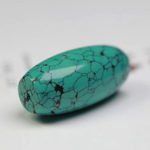 高瓷蓝绿色网花天珠配件