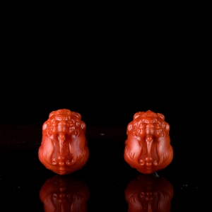 柿子红南红貔貅吊坠（单件）