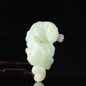 籽料和田白玉貔貅手把件