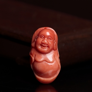 沙丁珊瑚弥勒佛吊坠