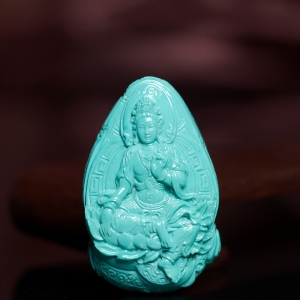 中高瓷蓝绿绿松石度母吊坠