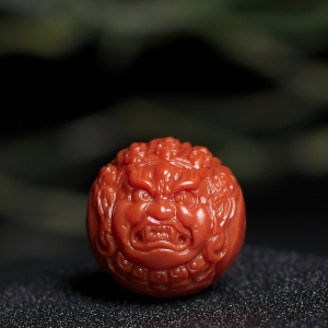 柿子红南红大黑天珠