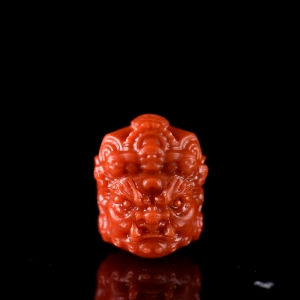 柿子红南红黄财神吊坠