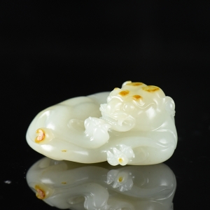 籽料和田白玉貔貅手把件