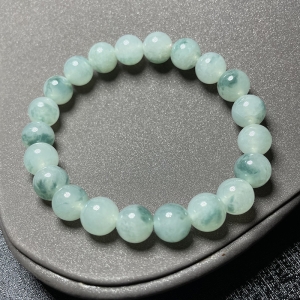 糯冰种飘花翡翠圆珠手串
