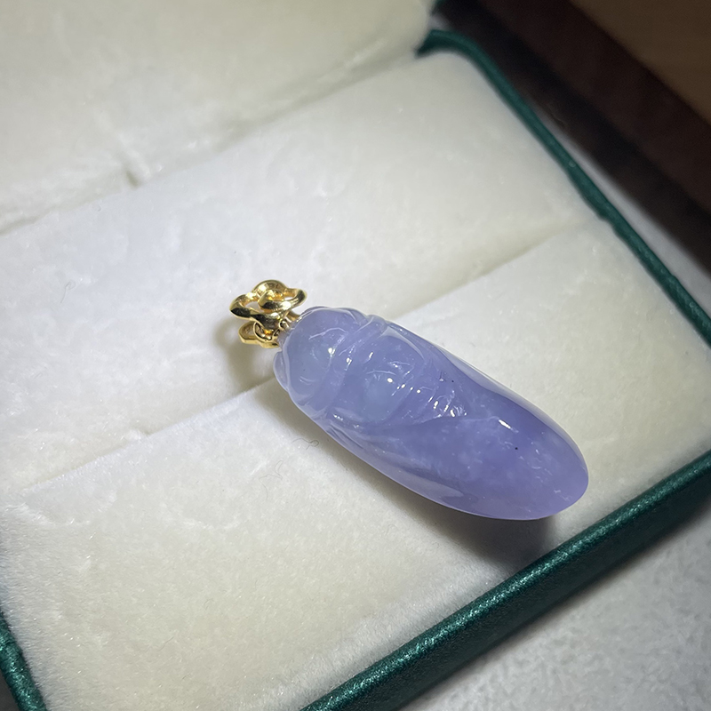 18k糯冰种紫罗兰翡翠一鸣惊人吊坠