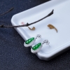 金镶钻冰种翠色翡翠福豆耳坠-红掌柜