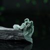 缅甸天然糯种飘花翡翠英明神武吊坠-红掌柜