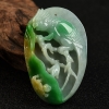 缅甸天然豆种俏色翡翠吊坠-红掌柜