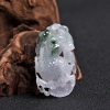 缅甸A货天然糯冰种飘花翡翠鹦鹉吊坠 - 红掌柜