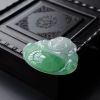 缅甸天然糯种翡翠弥勒佛吊坠-红掌柜
