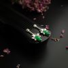 18K金镶冰种阳绿翡翠耳环 - 红掌柜