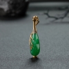 缅甸A货天然18K镶冰种翠色翡翠花瓶吊坠 - 红掌柜