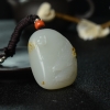 新疆籽料和田白玉连年有余吊坠-红掌柜
