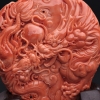 台湾天然momo珊瑚双龙戏珠摆件-红掌柜