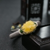 54.5mm俏色蜜蜡牡丹花手镯-红掌柜