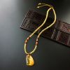 缅甸天然金珀如意项链 - 红掌柜