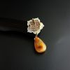 银镀金镶波罗的海鸡油黄蜜蜡两用款-红掌柜