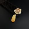 银镀金镶天然鸡油黄蜜蜡两用款-红掌柜